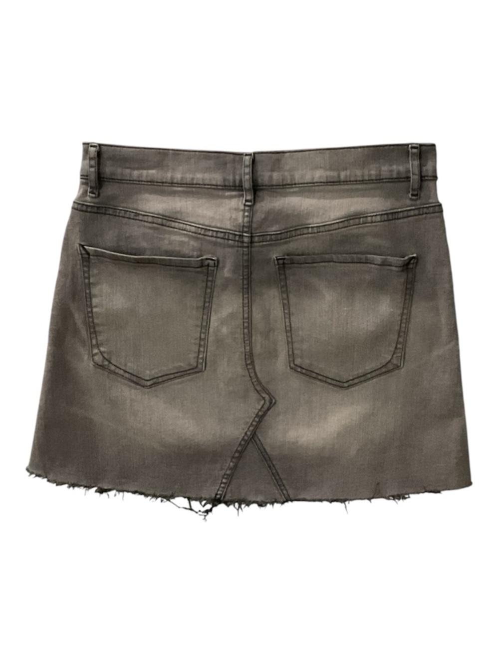 Express Black Distressed Denim Mini Skirt Raw Frayed Hem Stretch Size 4 - Picture 4 of 8